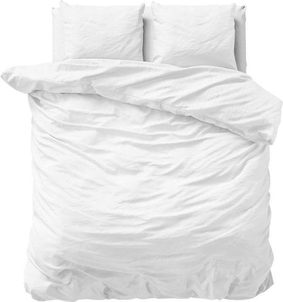 Primaviera Deluxe Uni Satin – Bettwäscheset – Doppelbett – 200 x 200/220 + 2 Kissenbezüge 60 x 70 – Weiß