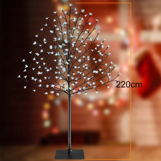 Monzana Weihnachtsbeleuchtung - Kirschblüte 220cm Timer IP44 - Kaltweiß