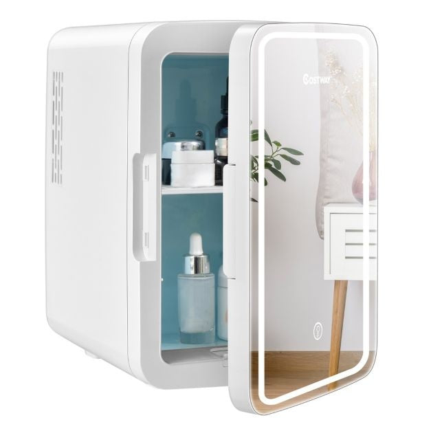 Coast Mini-Kühlschrank - Tragbarer Kühlschrank mit LED-Spiegel - 10L - 23 x 28 x 34 cm - Weiß