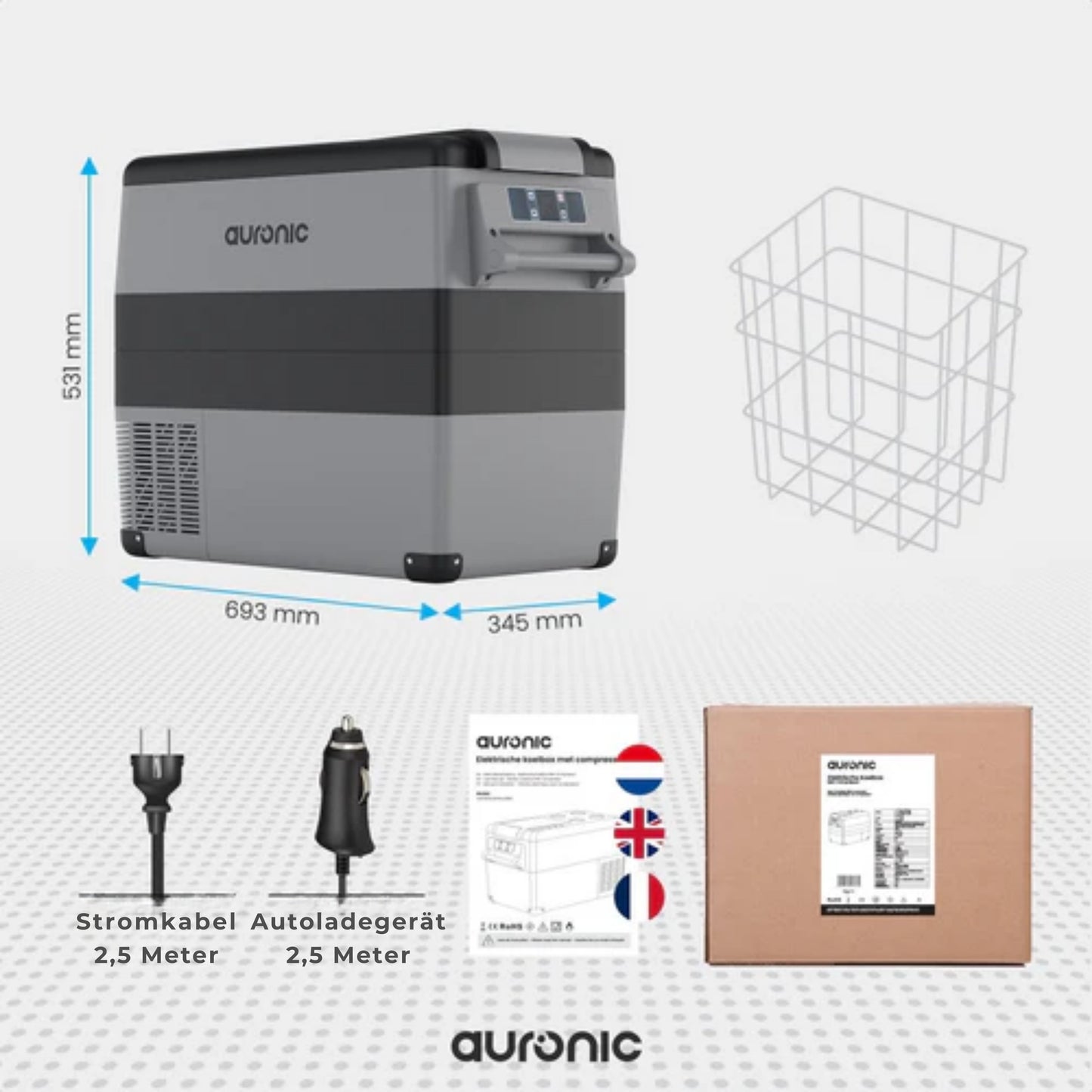 Auronic Kühlbox - 40.5L - 12V und 240V - Grau