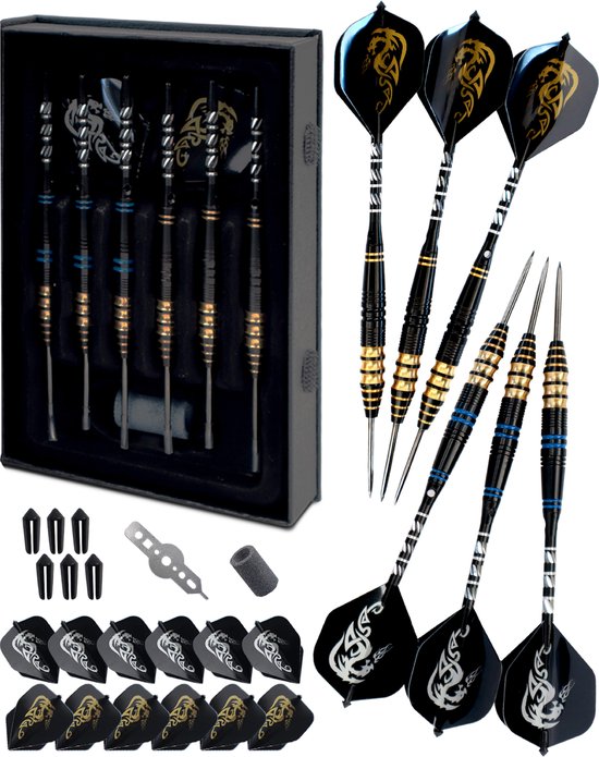 WINDSORÂ¬Ã† Cavelier 3 Dart Set mit 6 Darts, Deluxe Aufbewahrungsbox, 12 Flights, Flight Protectors, Dartspitzer und Dartwerkzeug