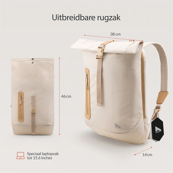 NOHRD Rolltop Rucksack mit Laptopfach - 20 bis 40 Liter - Laptoptasche 15.6 Zoll - Schulranzen - Laptoprucksack Damen & Herren