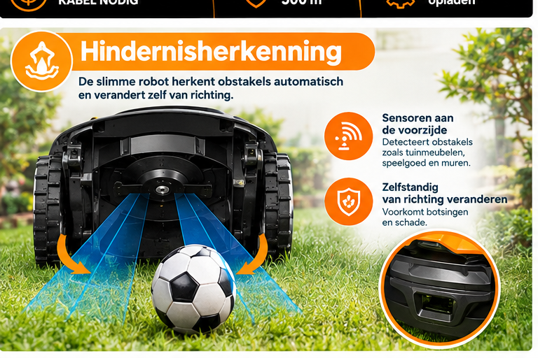 LawnMaster VBRM18AMIDR Mähroboter – Gelb – 72,5 x 42,5 x 32,3 cm – Bis zu 500 m²