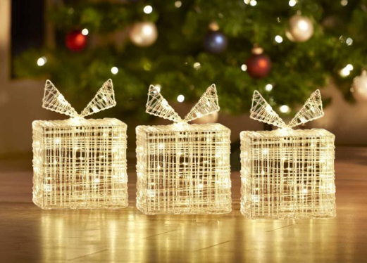 Nampook SET aus 3 beleuchteten Geschenkboxen - 30 LED - 15 cm hoch
