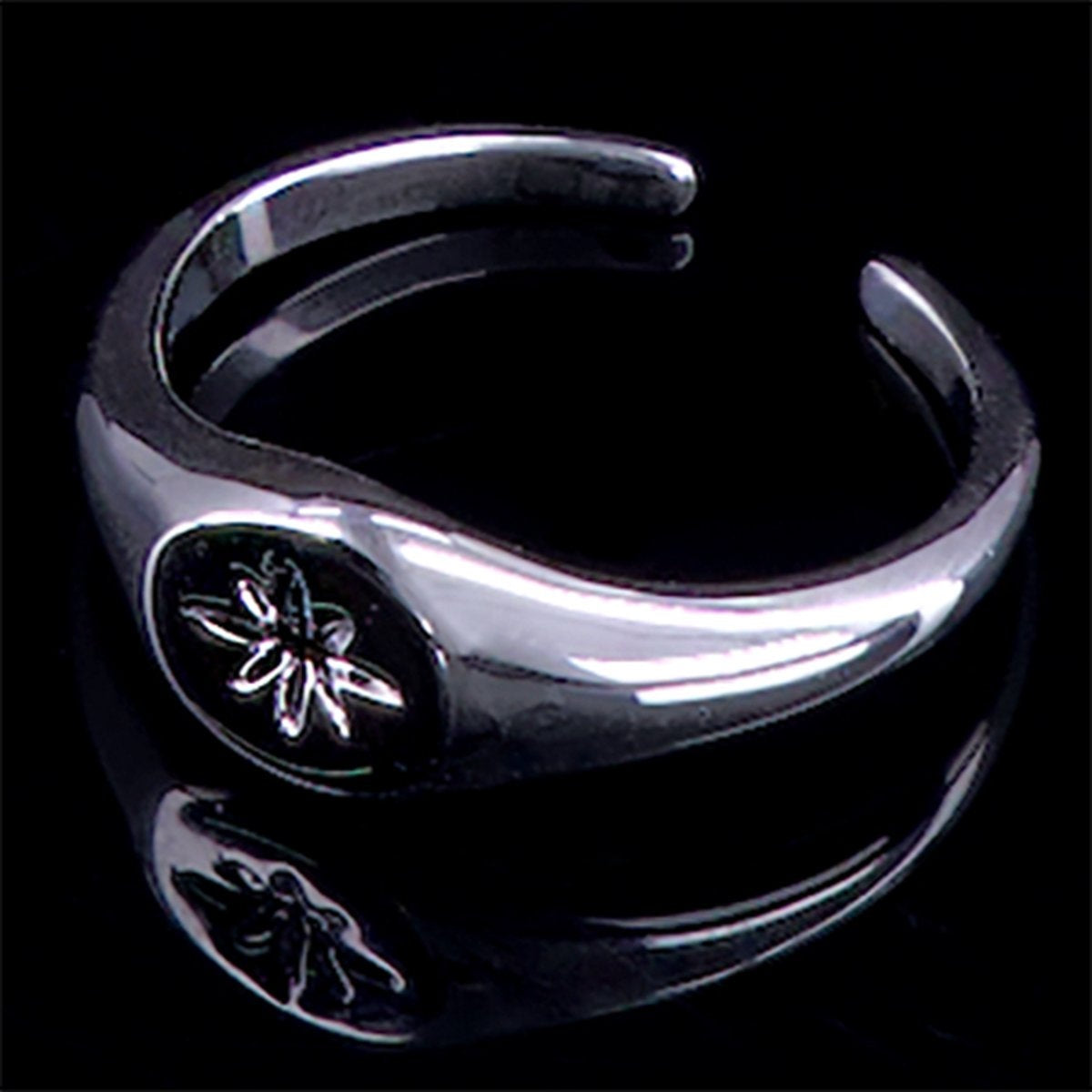 Laura Ferini Verstellbarer Damenring Silber - Runder Siegelring - Silber Damenschmuck - Wasserfester Edelstahl - Edelstahlschmuck - Accessoires