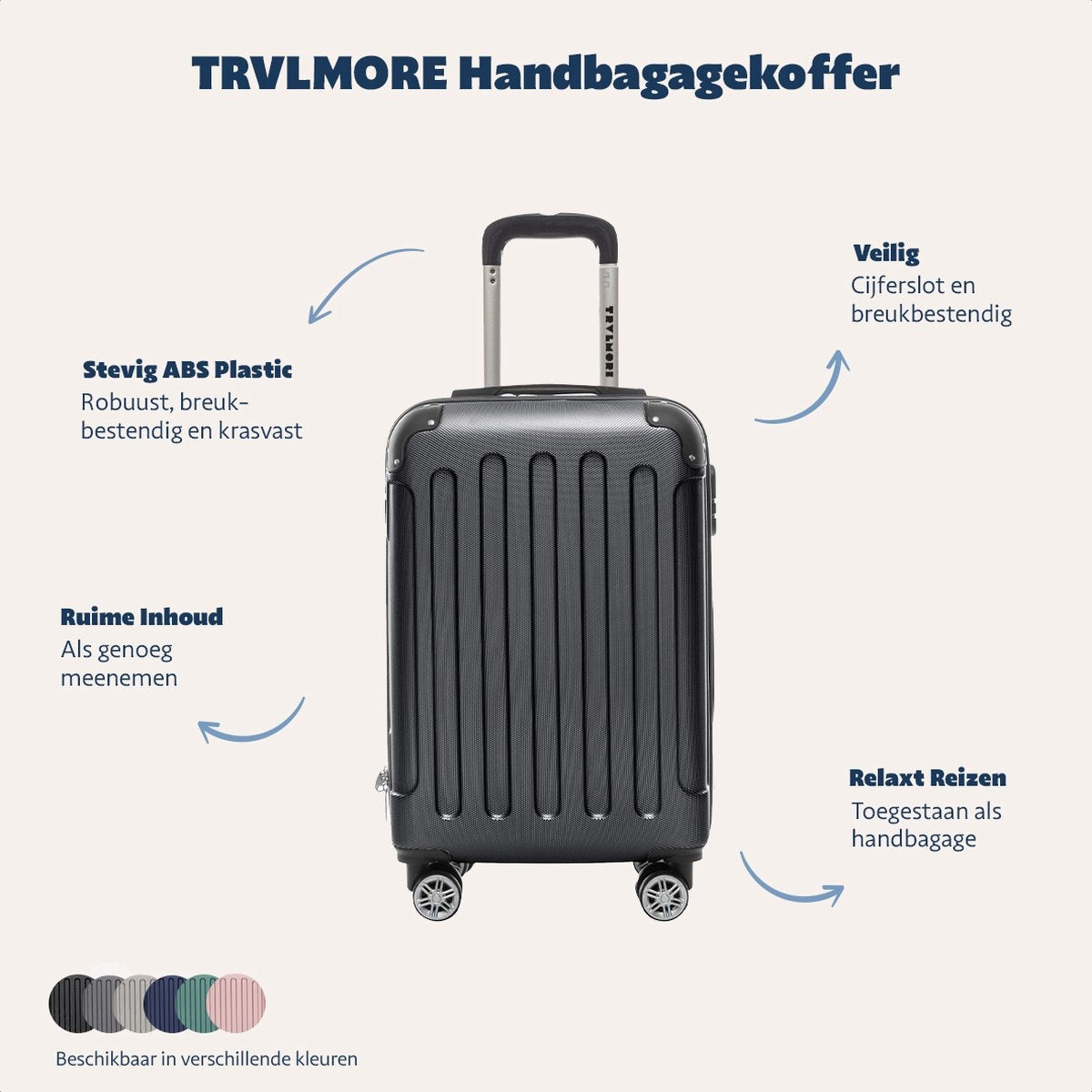 TRVLMORE - Koffer - Handgepäck - 54x36x20cm - 38L - Schwarz