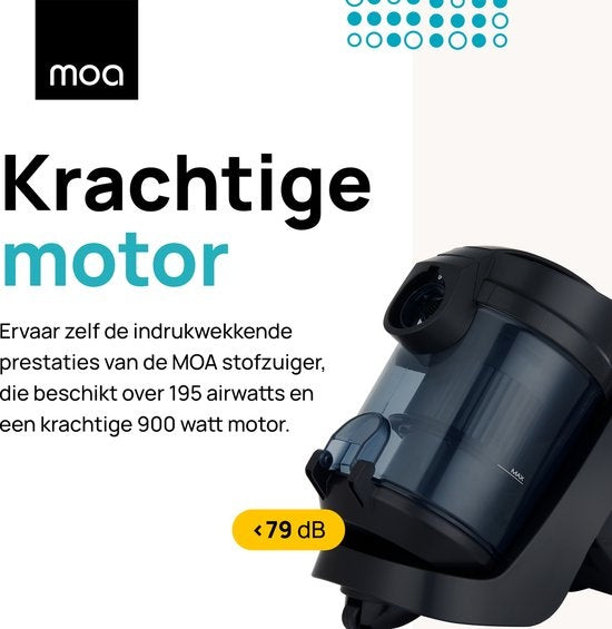 MOA Leistungsstarker Staubsauger ohne Beutel - 23 kPa - Schwarz - 900W - VC85B
