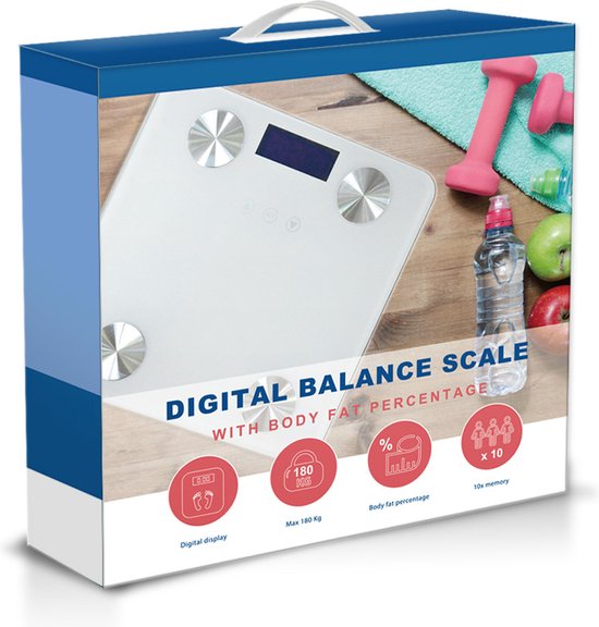 Technosmart Waagen - Personenwaage - Slim - Batteriebetrieben - 180 kg - 2 x 28 x 28 cm