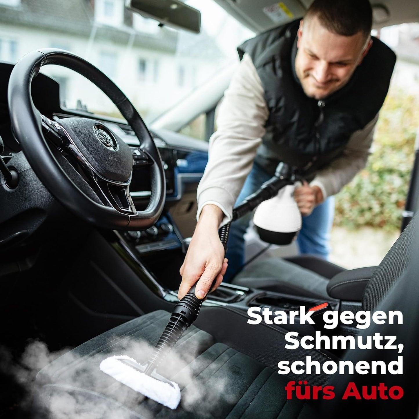 Neighbour's Friend - Dampfreiniger – Leistungsstark - 3,5 Bar - 4m Kabel - 350ml Tank - schwarz/weiß