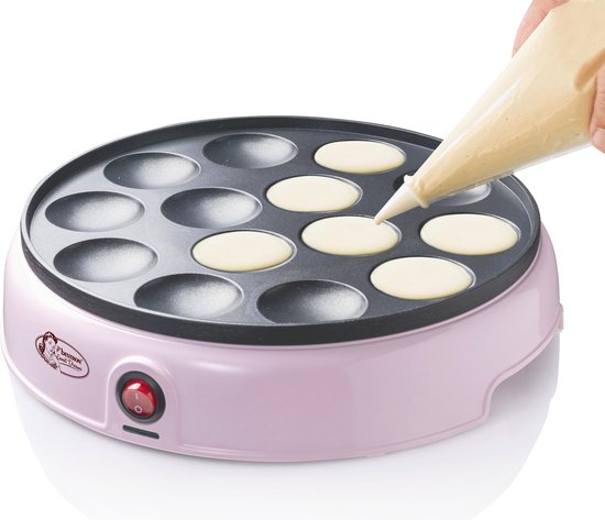 Bestron Poffertjes-Pfanne - APFM700SDP - 800W - Poffertjes-Maschine - Elektrisch - Rosa - 5 Jahre Garantie