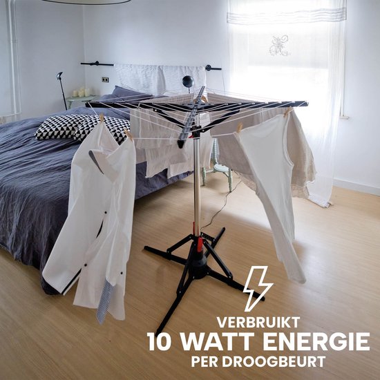 Nexxt Elektrischer Wäschespinner – 17M – Energiesparend (10 W) – Zusammenklappbar – Automatische Drehfunktion