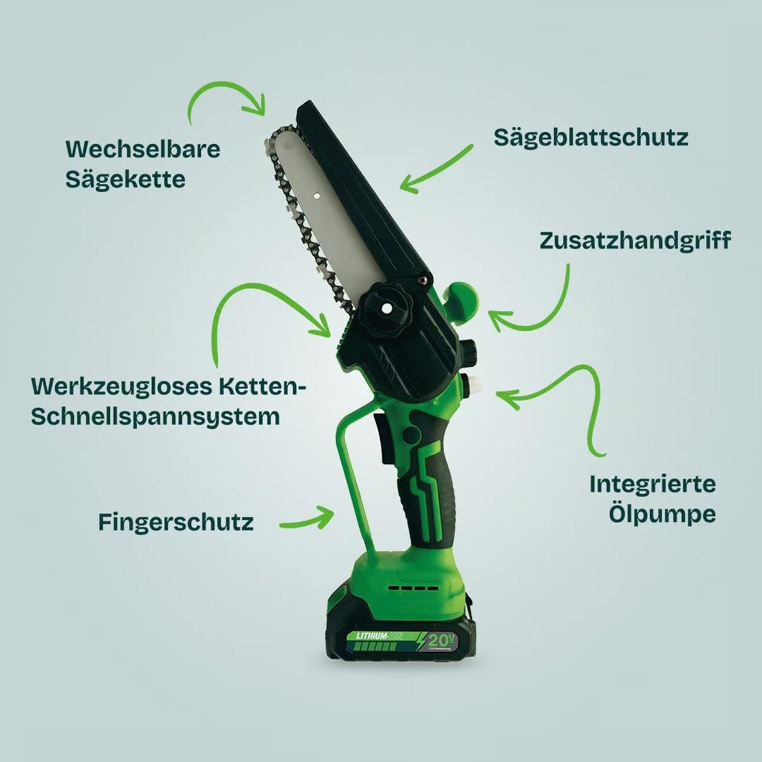 Hammersmith PocketSaw Pro Mini Akku-Kettensäge – Kompaktes Design – 20-V-Lithium-Ionen-Akku – 14 cm Sägeblatt – Inklusive Zubehör