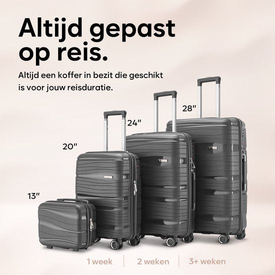 SKYCASES Travelin' Charm Handgepäck Koffer - 40L - Zahlenschloss - 35x21x54 cm - Leicht & Langlebig - Inklusive gratis Tasche - Anthrazit