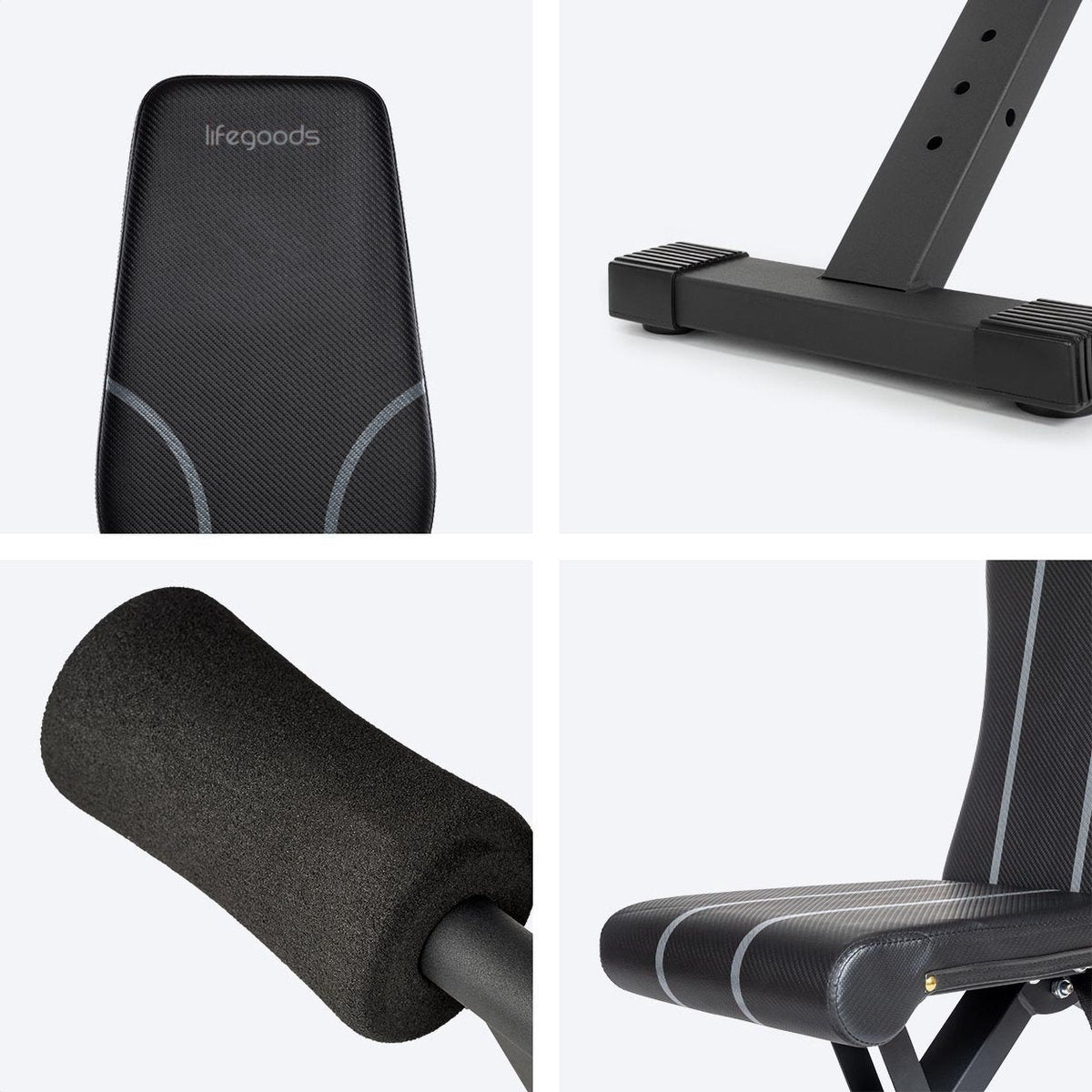 LifeGoods Fitness Halter Bank - Ãœbung Bank - Bankdrücken - Ãœbung Bank - einstellbar - faltbar - schwarz/grau