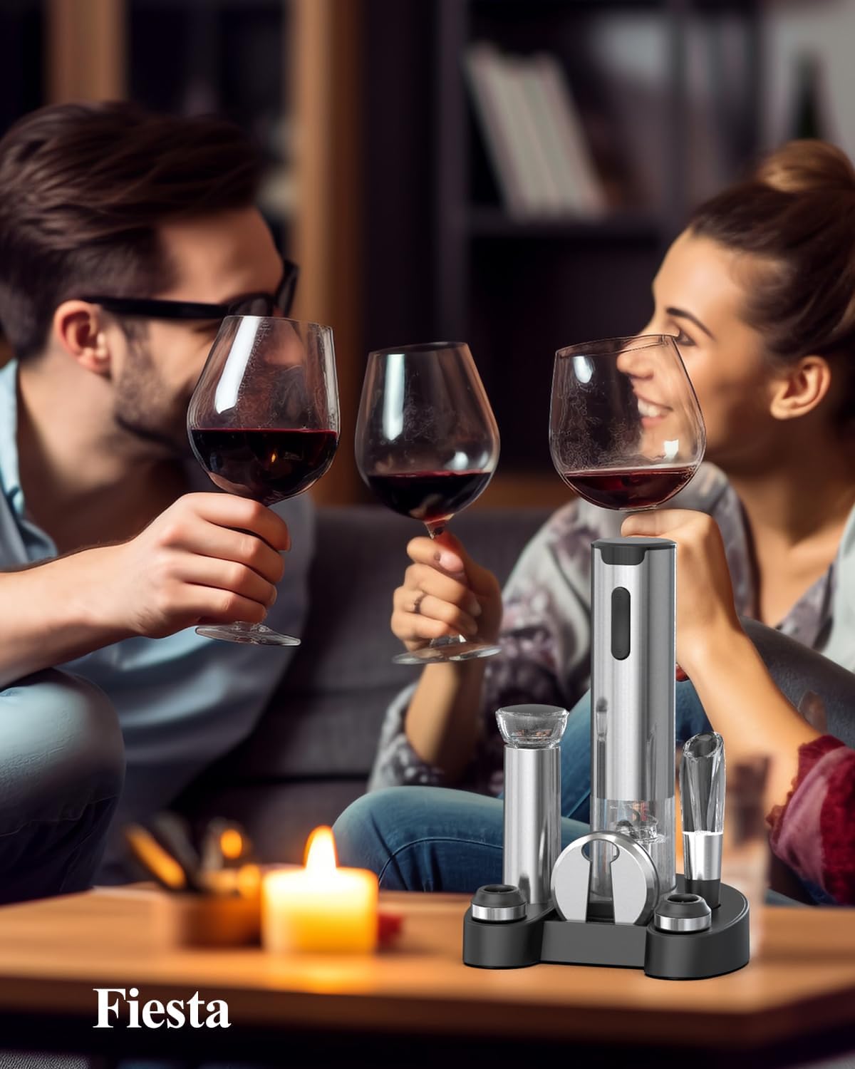 Circle Joy Elektrisches Weinöffner-Set – Wiederaufladbar mit Ladestation – Silber