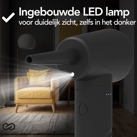 Infinity Goods 4-in-1 Luftgebläse - Druckluft - 53K RPM - Blasen und Saugen - Druckluft - Kabellos und wiederaufladbar - Schwarz