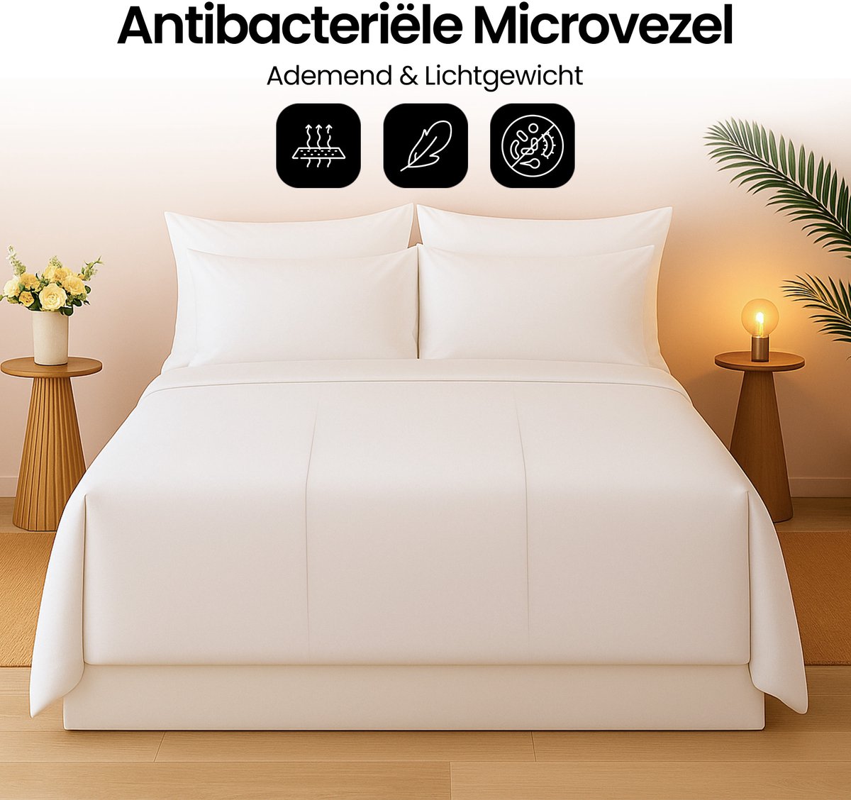 Hom&Com - Bettdecke 90% Entendaunen - 155x220 cm - 4 Jahreszeiten - Satinrand - OEKO-TEX & tierfreundlich zertifiziert - Weiß