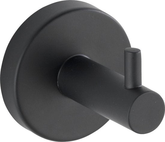 WENKO Handtuchhaken Bosio aus Edelstahl, schwarz matt – Handtuchhaken – Handtuchhalter – Wandhaken