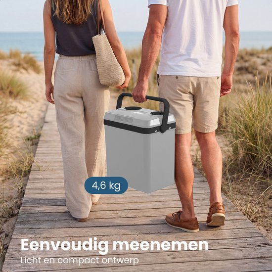 Auronic Coolbox Electric 12V und 230V - 25L - Camping-Kühlschrank - Auto - Kühlung und Heizung - Kühlbox - Hellgrau