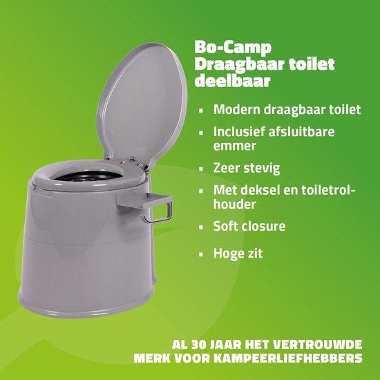Bo-Camp - Tragbare Toilette teilbar - 7 Liter - Kompakt