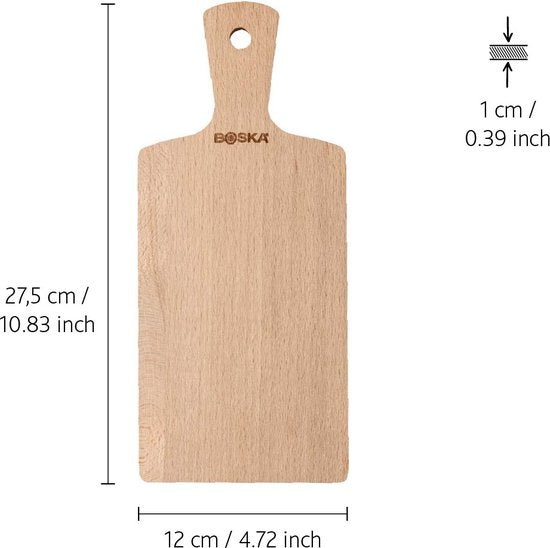 Boska Servierbrett Genf S - Mit Griff - Europäisches Buchenholz - Braun - Trinkbrett - 27,5 cm