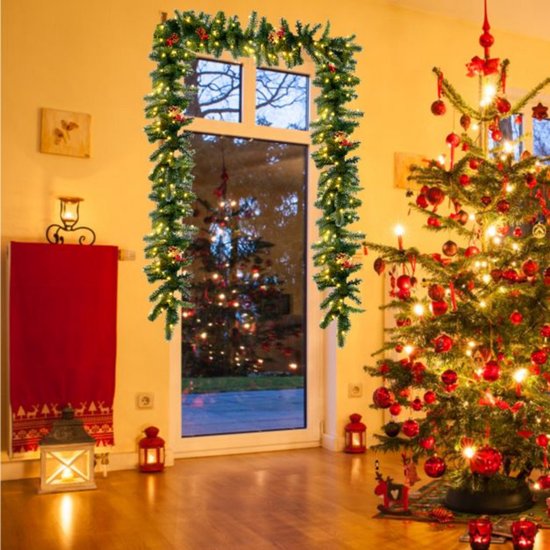 Girlande mit Lichtern - Girlande - Weihnachtsgirlande - Weihnachtsbeleuchtung für draußen - Weihnachtsdekoration - Weihnachten - 2,7 Meter - 100 LEDs