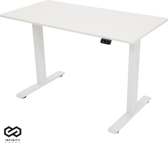 Infinity Goods Zit Sta Bureau - Elektrisch höhenverstellbar (von 70 bis 120 cm) - 120 x 60 CM - Weiß