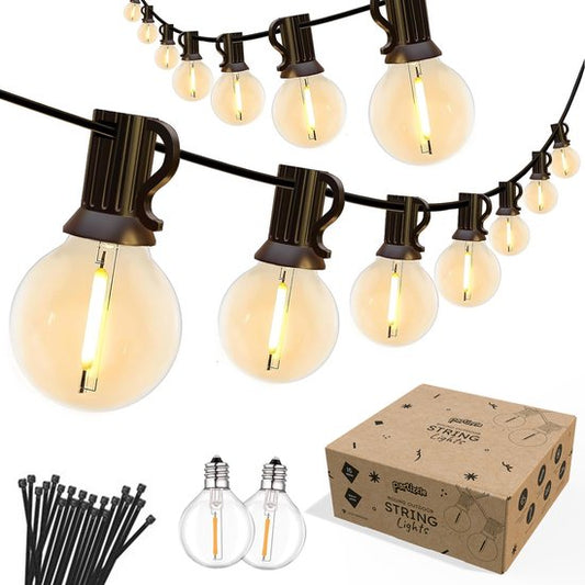 Partizzle 15m wasserdichte Lichterkette rund - 25 LED Lichtergirlande - Lichtergirlande für Terrasse und Camping - Weihnachtsbeleuchtung / Gartenbeleuchtung - 2700k / Warmweiß