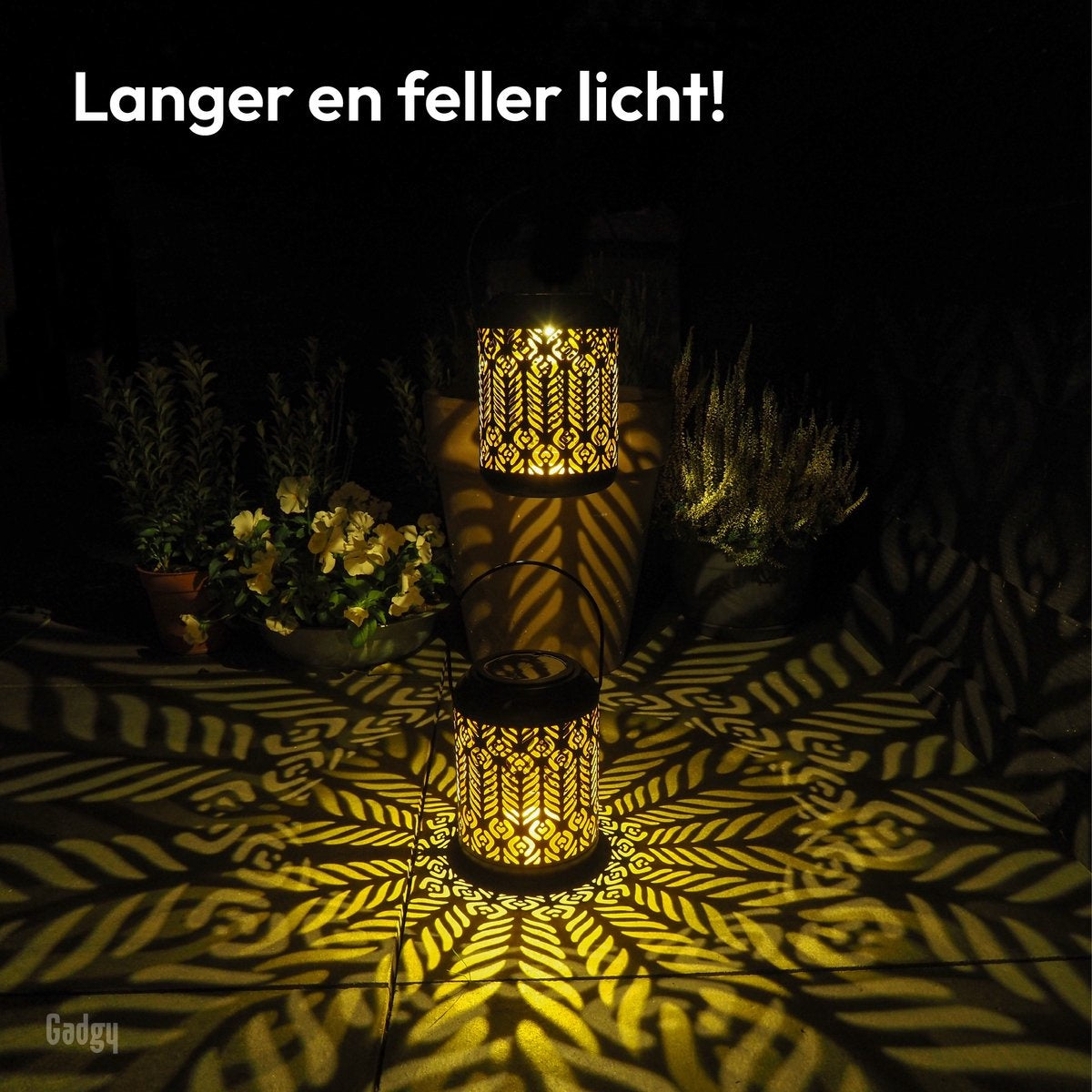 Gadgy Solar Laterne Pfau - 2er Set - Schwarz/Gold - Metall - Solar Gartenbeleuchtung - Led Außenbeleuchtung mit Tag/Nacht Sensor - Tischlampe - Hängelampe - Gartenlaterne - 27 x Ã˜ 12,5 cm