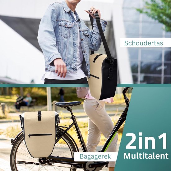DailySupplies® Fahrradtasche (einseitig) – Wasserdichte Fahrradtaschen für Gepäckträger – Transporttasche mit Schultergurt und Tragegriff