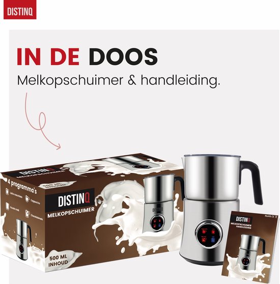 DistinQ® Milchaufschäumer - Induktions-Milchaufschäumer elektrisch mit Display - Elektrischer Milchaufschäumer spülmaschinenfest - Zum Aufschäumen und Erhitzen