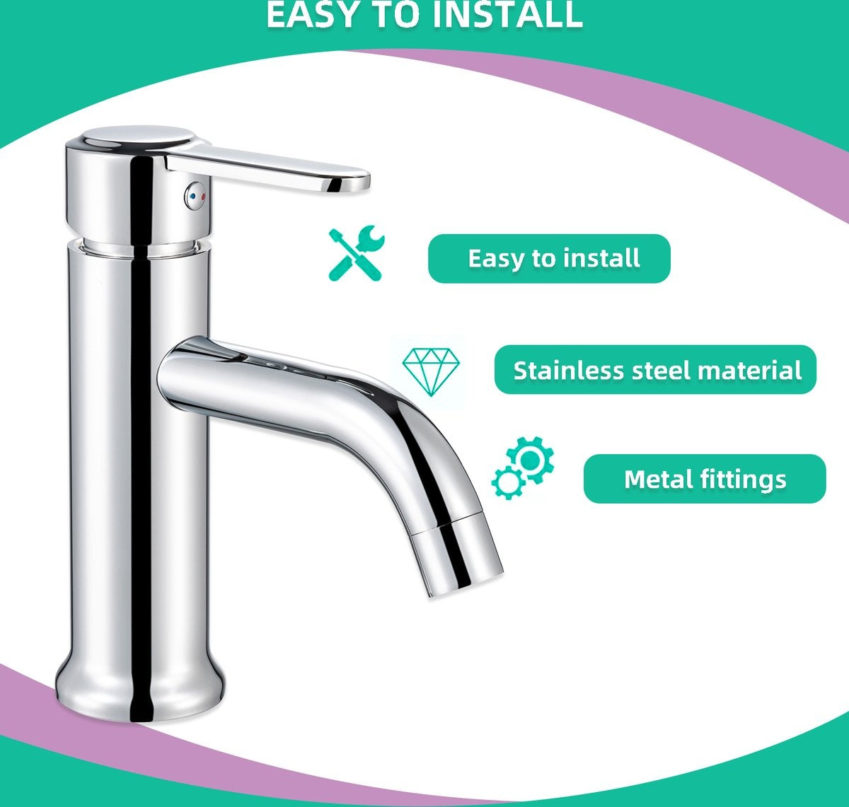 Inspire Badarmatur Silber inklusive Anschlüsse - Waschtischarmatur - Edelstahl - Silber