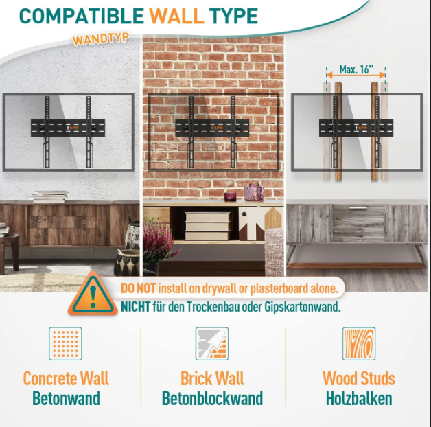 ELIVED Ultra Slim TV-Wandhalterung 26–60 Zoll – neigbar – bis zu 45 kg