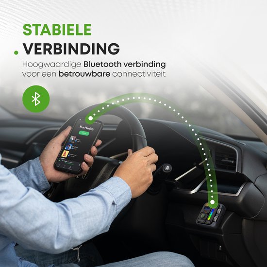 iSetchi Bluetooth FM Transmitter - Quick Charge 3.0 - Auto-Carkit - USB C - Drahtlos