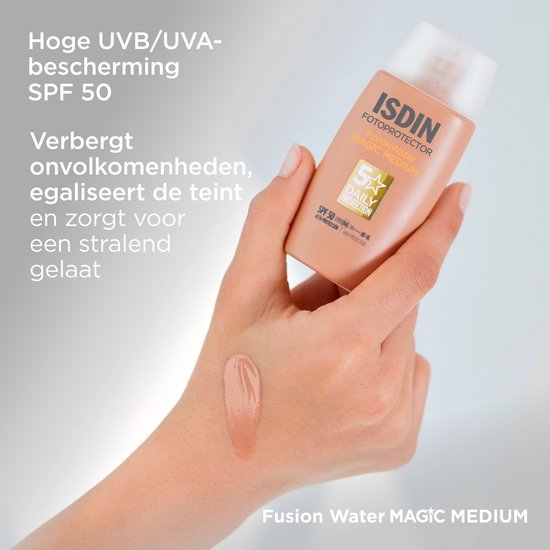 ISDIN – Fotoprotector Fusion Water Color Medium SPF50 – 50 ml – Sonnenschutz für das Gesicht mit mittlerer Tönung