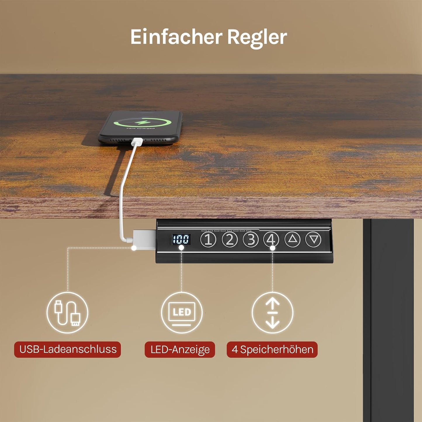 WOLTU Elektrischer Schreibtischrahmen – Verstellbar – Schwarz