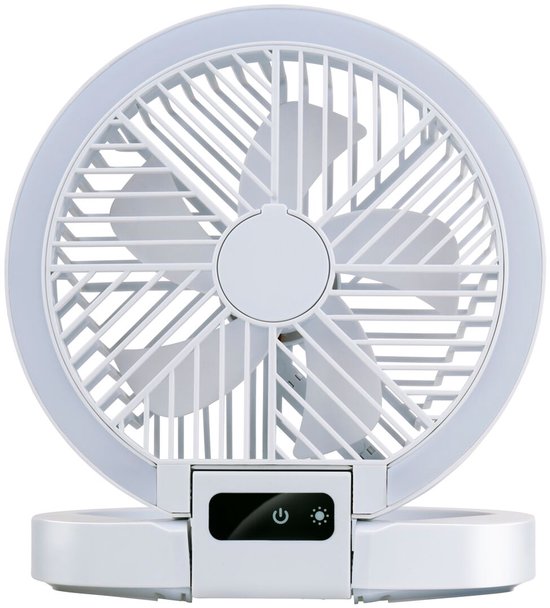 Lifetime Air Tischventilator, wiederaufladbar – Mini-USB-Ventilator, 1200 mAh – 5 Geschwindigkeitsstufen und LED-Anzeige – 21 x 20,5 x 23 cm – Weiß