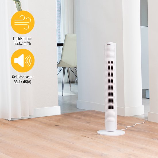 Tristar Turmventilator – Timer bis zu 120 Min. – Schwenkbar – 3 Geschwindigkeitsstufen – Leise & kompakt – VE‑5900 – Weiß