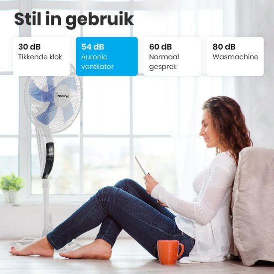 Auronic Tripod Fan - Standventilator mit Fernbedienung - Timer - 50W - 53dB - Weiß