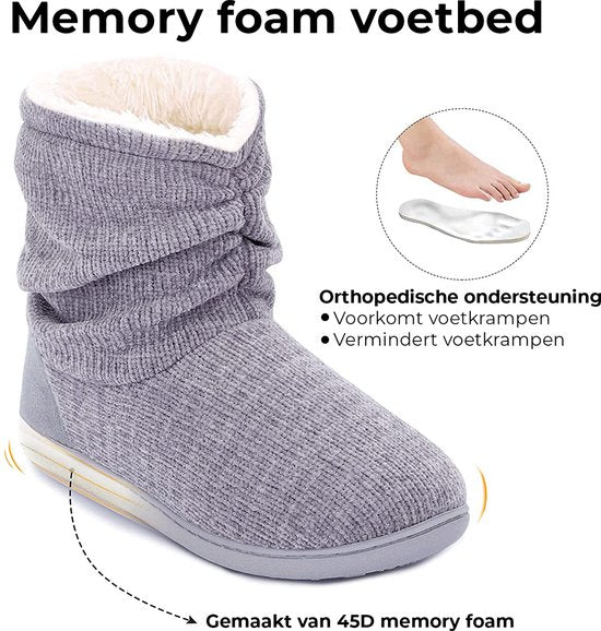Hausschuhe Damen - Hausschuhe - Größe 42/43 - Grau - Rutschfest - Comfeet