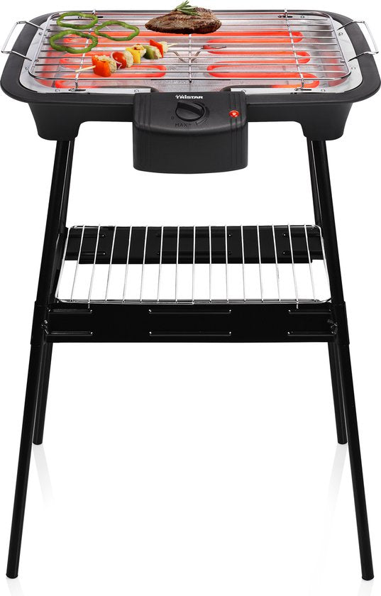 Tristar BQ-2883 Elektrogrill mit Standfuß - Stand- & Tischgrill - 2000W - Schwarz - Perfekt für Balkon oder Camping