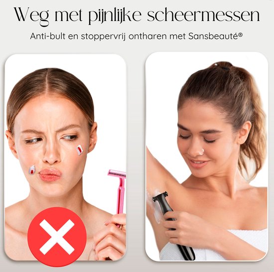 4-in-1 Bikini-Trimmer - Sansbeauté® - Gesicht - Achseln - Beine - Bikinizone - Augenbrauentrimmer - Gesichtshaarentfernung Damen - Intimbereich - Ladyshaves Bikini - Epilierer elektrisch