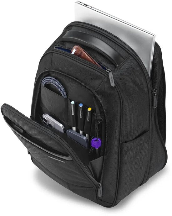 Kensington Contour™ 2.0 15,6-Zoll-Rucksack – strapazierfähiges, wasserabweisendes Material – ergonomisch – schwarz