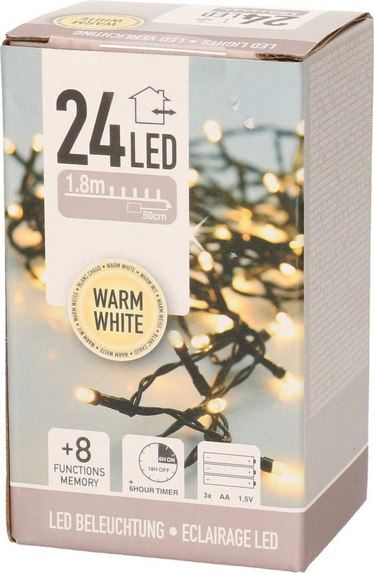 LED-Beleuchtung 24 Warm White (ohne Batterien) auf Timer mit 8 Funktionen