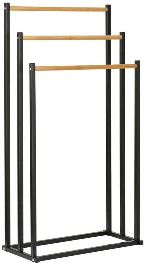 Bathroom Solutions Handtuchhalter 45 x 23 x 85 cm Metall/Bambus/Schwarz