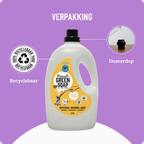 Marcel's Green Soap Universalwaschmittel - Großpackung - Vanille & Baumwolle - 3L - 69 Waschgänge