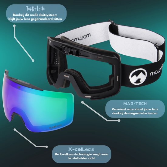 MowMow LOCAL Skibrille Männer L/XL + Extra Scheibe - Magnetisch - Bio-Frame - R-Strap - UV400