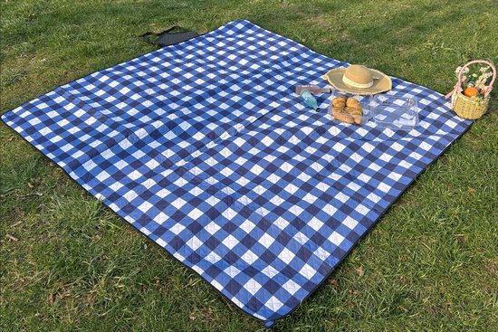 Fuegobird – Picknickdecke – 200 x 200 cm – Stranddecke – Faltbare Campingdecke – Wasserdicht – Sanddichte Picknickmatte – Tragbare Garten- und Strandmatte – Maschinenwaschbar – für Camping – Garten – Park– Strand – geeignet als Krabbeldecke für Kinder (bl