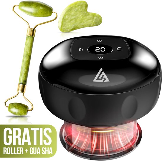 LivingBoost® Elektrisches Cellulite-Massagegerät - Inklusive Gua Sha - 12 Stufen und Temperaturen - Ganzkörper - Schröpfkopf-Set Massage - Anti Cellulite