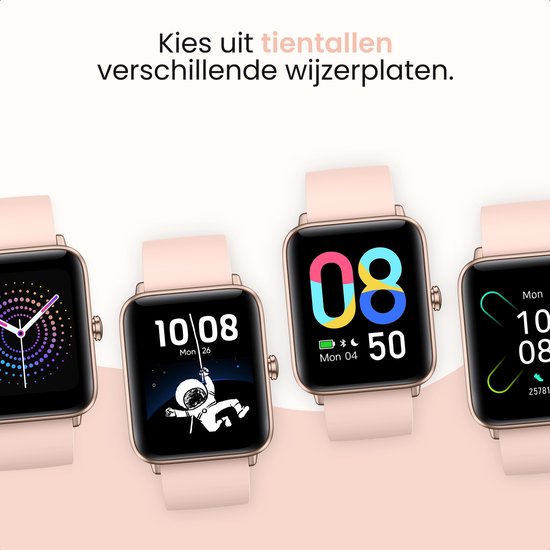 MAOO BOOST Smartwatch - Inkl. Bildschirmschutz - Wasserdicht - Smartwatch Damen Rose Gold - Schrittzähler - Uhr - Pink